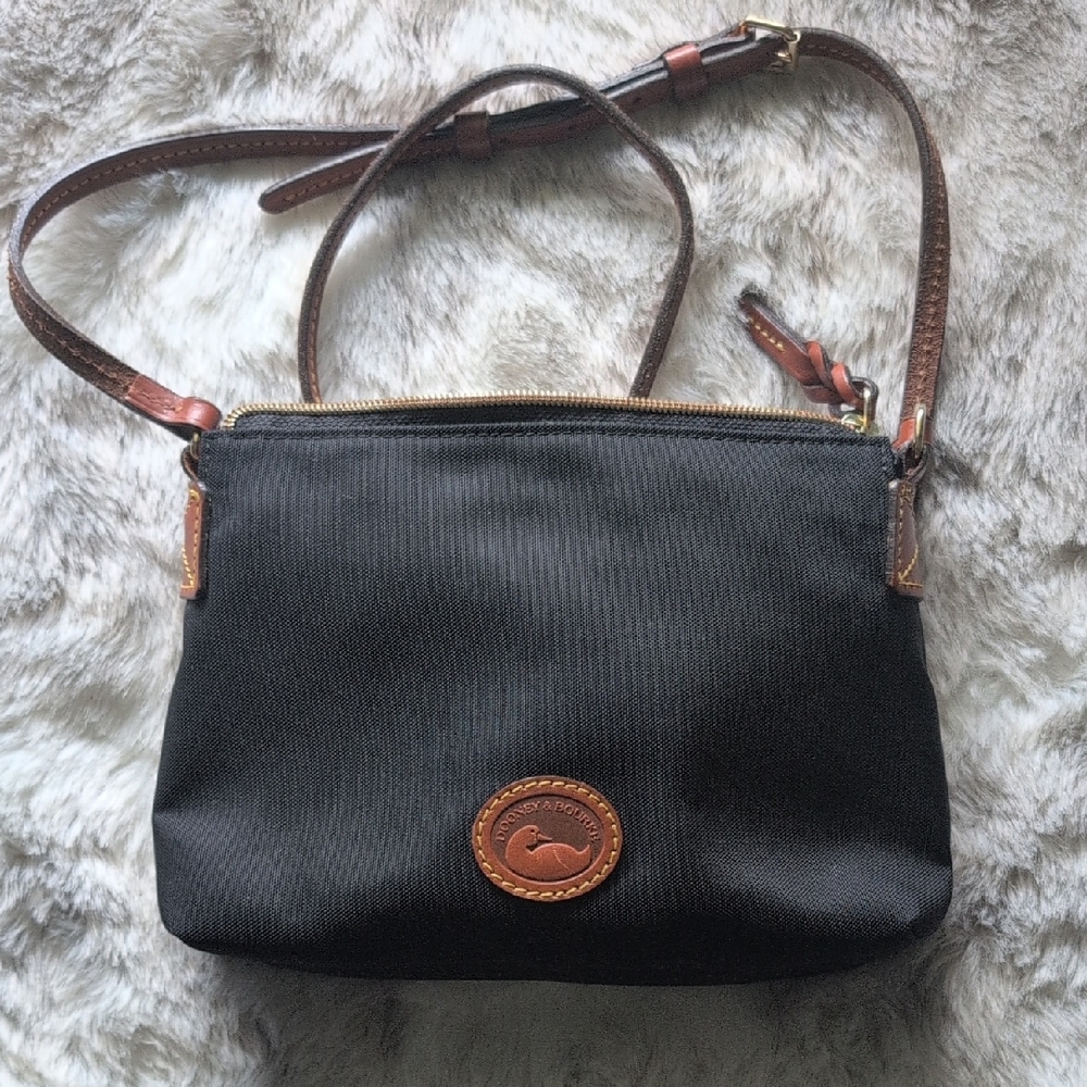 Dooney & Bourke Black and Brown Crossbody Bag with Adjustable Strap